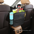 leather car storage bag hanging car net pocket